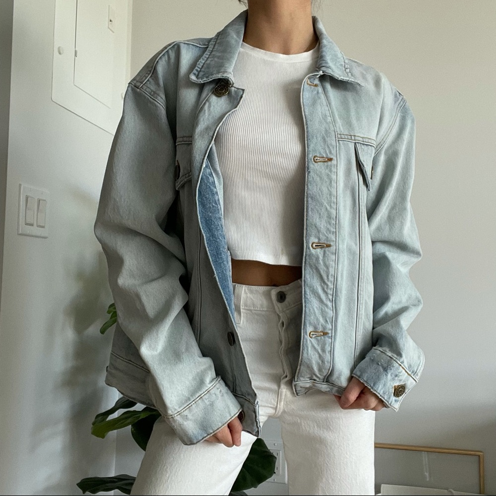 SANDRO Iria Floral Denim Jacket in Blue Denim